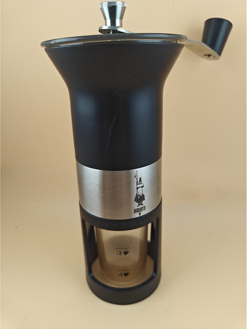 Bialetti MCPRO001 Manual Coffee Grinder Black Alloy Steel Burr Portable
